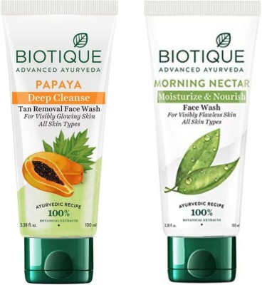 BIOTIQUE Morning Nectar & Papaya 100Ml  (Pack 0f 2) Face Wash(200 ml)