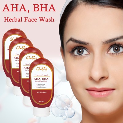 Globus AHA, BHA, Pack of 4-(400 ml) Face Wash(400 g)