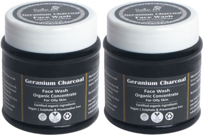RUSTIC ART Men's Organic Geranium Charcoal Anti Pollution for Oily Skin Face Wash(250 g)