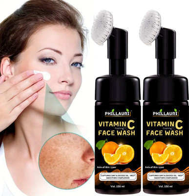 Phillauri Vitamin C Foaming  with Built-In Face Brush For Skin Brightening | Face Wash(300 ml)