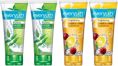 Everyuth Naturals Purifying Neem  (2X50ml), Lemon & Cherry  (2X50ml) Face Wash(200 ml)