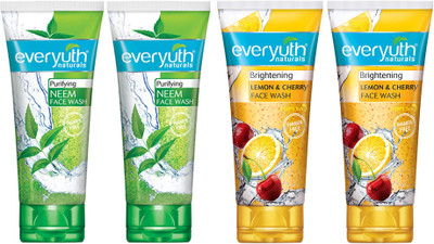 Everyuth Naturals Purifying Neem  (2X50ml), Lemon & Cherry  (2X50ml) Face Wash(200 ml)