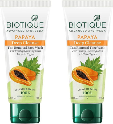 BIOTIQUE Papaya Deep Cleanse For Glowing Skin | Tan removal and Brightening  Face Wash(200 g)