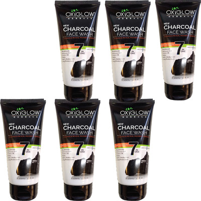 NG MART OXYGLOW CHARCOAL DEEP CLEANSING FACEWASH FOR BLACKHEAD & PIGMENTAION REMOVES PACK OF - 100ml x 6 Face Wash(600 ml)