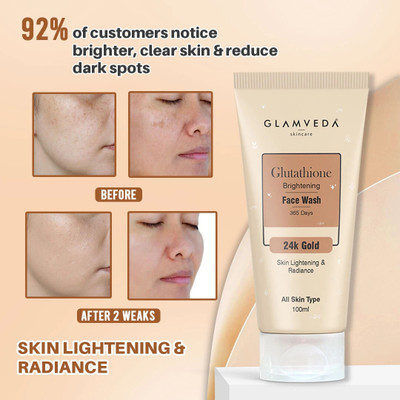 GLAMVEDA Glutathione 24 k Gold Dark Spots Removal | sls & Paraben Free Face Wash(100 ml)