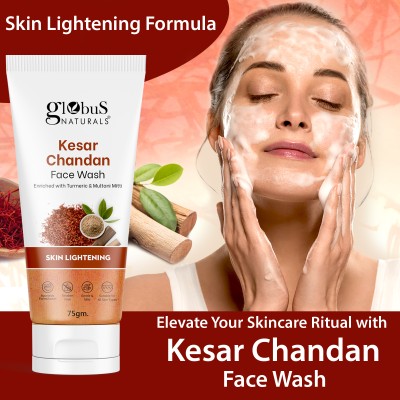 Globus Naturals Kesar Chandan Skin Lightening & Tan Removal For Natural Glow & Spotless Skin Face Wash(75 g)