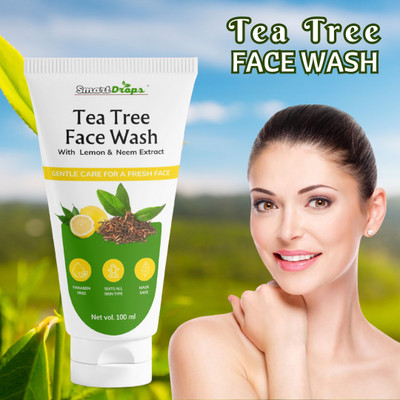 smartdrops Tea Tree Face wash For Acne, Pimple & Glowing Skin, All Skin Types Face Wash(100 ml)
