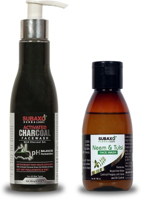 Subaxo HERBAL ACTIVATED CHARCOAL FACE WASH 200 ML AND HERBAL NEEM AND TULSI FACE WASH 100 ML Face Wash(200 ml)