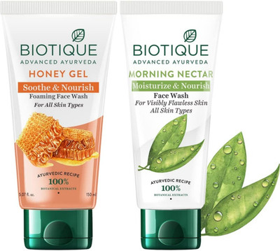 BIOTIQUE Honey Gel 150ml & Morning Nectar 150ml Facewash Set of 2 Face Wash(300 ml)