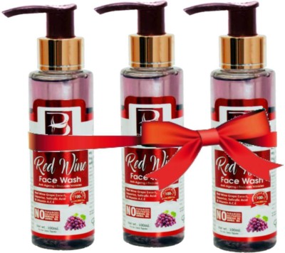 Beleza professional Red Wine  ( Pack of 3) (100 ml each) Face Wash(300 ml)