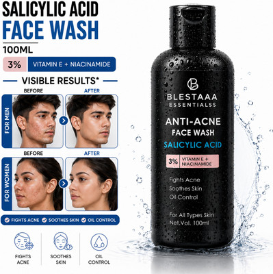 blestaaa essentialss 2% Salicylic Acid for Excess Oil, Acne & Pore Cleansing. Face Wash(100 ml)
