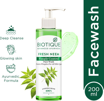 BIOTIQUE Fresh Neem Pimple Control  | Pimple & Acne removal | All Skin Types Face Wash(200 ml)