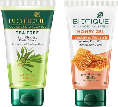 BIOTIQUE Tea Tree & Honey 150ml Facewash Set of 2 Face Wash(300 ml)