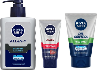 NIVEA All In One Oil Control Pump 150 ML , Acne 50 ML & Oil Control 100 ML Face Wash(300 ml)