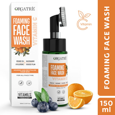 Orgatre Foaming Facewash Vitamin C | Target Acne Spots, Pigmentation & Uneven Skin Tone Face Wash(150 ml)