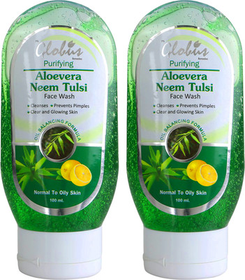 Globus Remedies Aloe vera Neem Tulsi, Set of 2 Face Wash(200 ml)