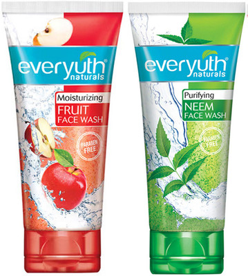 Everyuth Naturals Moisturizing Fruit  (50g), Purifying Neem  (50g) Face Wash(100 g)