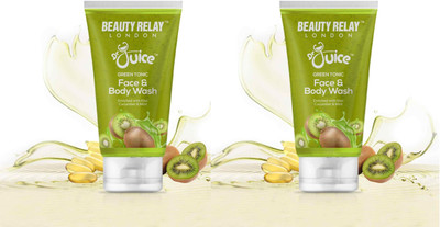 Beauty Relay Green Tonic Face & Body Wash With Kiwi - remove dirt, dead skin cells - soft, smooth & sparkling clean, whitening & brightening (Pack Of 2) Face Wash(400 ml)