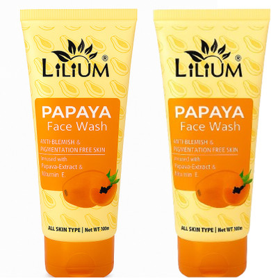 LILIUM Papaya  | Enriched with AHA, BHA | Pigmentation Free Skin (Pack of 2) Face Wash(200 ml)