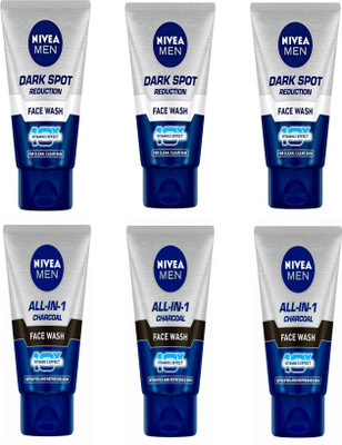 NIVEA 3pc Dark Spot 50gm & 3pc All in One 50gm Fw Set of 6 Face Wash(300 ml)