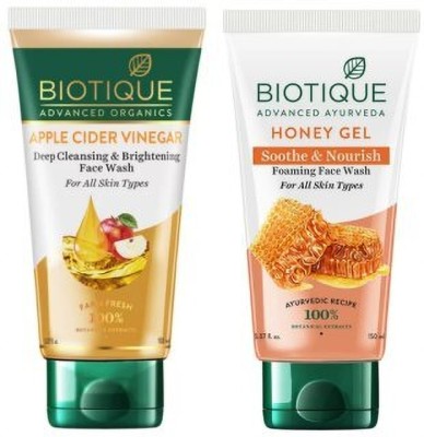 BIOTIQUE  150 ML - Apple Cider Vinegar & Honey Gel Face Wash(300 ml)