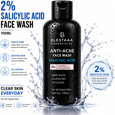 blestaaa essentialss Salicylic Acid for Clear Balanced Skin With Niacinamide + Vitamin E Men All Skin Types | Face Wash(100 ml)