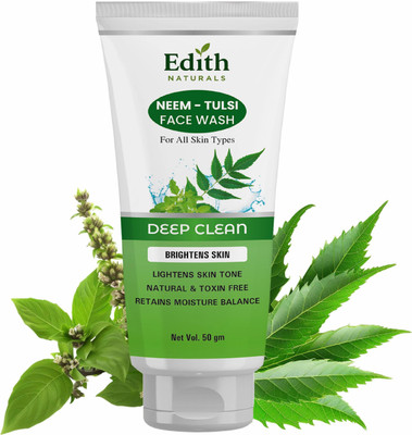 EDITH NATURALS Neem Tulsi Aloevera For Remove Pimple | Acne | Prevent Pigmetation ( All Day Use)  (100 ml) Face Wash(50 g)