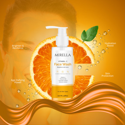 MIRELLA Vitamin-C Foaming Facewash – Skin-Rejuvenating Cleanser with Lemon Extract & Vitamin E Face Wash(100 ml)