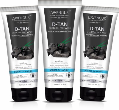 L'avenour D-Tan Charcoal Facewash for Deep Detox, Reduce Tanning, Skin Purifying, Instant Brightening, SLS & Paraben Free De-Tan Face Wash(300 ml)