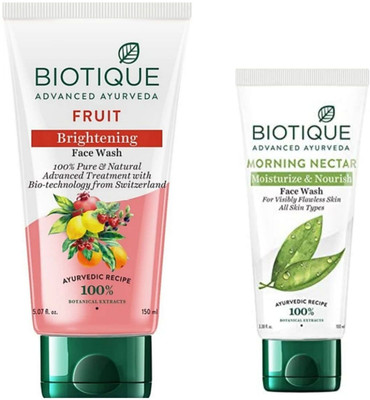 BIOTIQUE Morning Nectar 100Ml Fruit 150Ml  ( Pack 0f 2) Face Wash(250 ml)