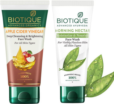 BIOTIQUE Apple Cider Vinegar 150ml & Morning Nectar 150ml Facewash Set of 2 Face Wash(300 ml)