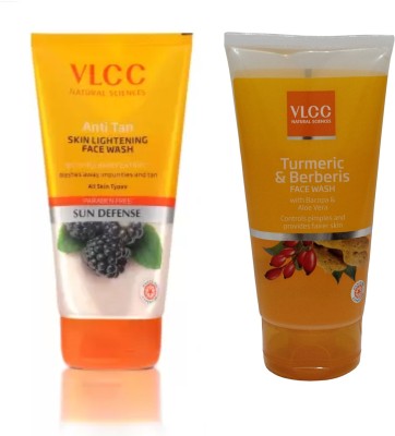 VLCC Anti Tan Skin Lightening Facewash With Turmeric & Berberis Facewash Pack of 2 Face Wash(300 ml)