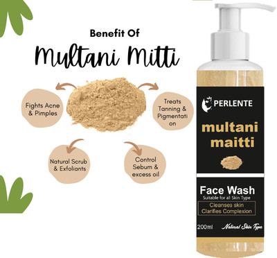 PERLENTE For Glowing & Purifies Skin The Natural Multani Mitti  Face Wash(200 g)
