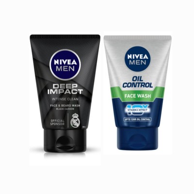 NIVEA Deep Impact 100ml & Oil Control 100ml Facewash Set of 2 Face Wash(200 g)