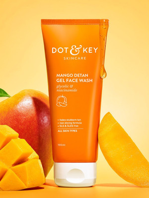 Dot & Key Mango Detan Gel ,Gently Cleanse Skin From Dirt & Oil,Fades Stubborn Tan Face Wash(100 ml)