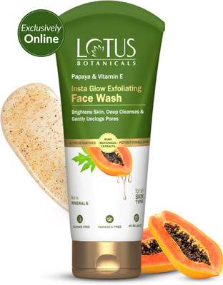Lotus Botanicals Papaya & Vitamin E Insta Glow Exfoliating  | Gently Unclogs Pores Face Wash(100 ml)