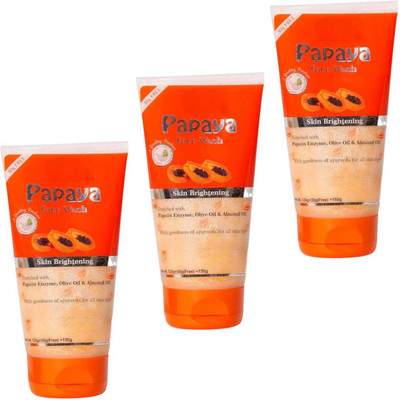 DOOMSDAY G PAPAYA FACEWASH FOR HEALTHY ACNE FREE GLOW SKIN PACK OF 150g x 3 Face Wash(450 g)