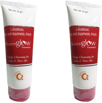 Skeen glow  with L-Glutathione and Kojic Acid | For Oily and Acne Prone Skin - (75g) Pack of 2 Face Wash(150 g)