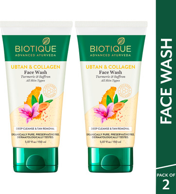 BIOTIQUE Ubtan & Collagen |Tan Removal, Enhance Skin Complexion|All Skin Types Face Wash(300 ml)