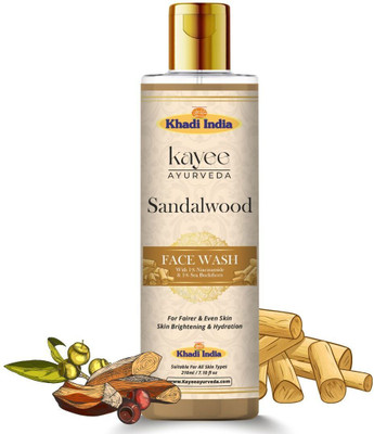 Kayee Ayurveda Khadi Sandalwood FaceWash enriched with 1% Niacinamide & 1% Sea Buckhorn Oil for Fairer Even Tone Skin & Brighter Hydrating Skin Face Wash(210 ml)