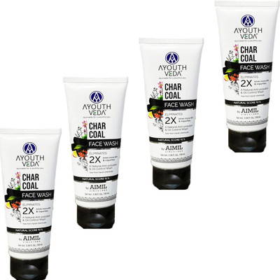 NG MART VEDA CHARCOAL FACEWASH FOR REDUCE DARK SPOTS & IMPURITIES PACK OF - 4 Face Wash(400 ml)