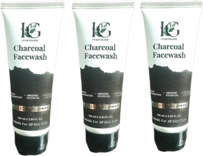 IVORYGLOW 3x Charcoal face wash pack of 3 Face Wash(300 ml)