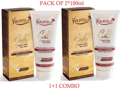 MURTELA Gold Instant Glow  and Deeply cleanses pack of 2*100ml Face Wash(200 ml)