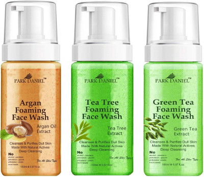 PARK DANIEL Argan, Tea Tree & Green Tea  - Deep Cleansing Pack of 3 150ML(450 ML) Face Wash(450 ml)
