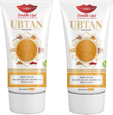 DOUBLE LIPS Ubtan for All Skin Type with Turmeric & Saffron for Tan removal and Skin brightning 100 ml -  Pack of 2 Face Wash(200 ml)