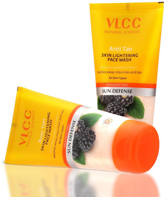 VLCC Anti Tan Skin Lightening  For SUN DEFENSE, Washes away impurities and Tan 150ml Each Pack Of 2 Face Wash(300 ml)