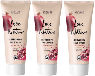 Oriflame Sweden love nature refreshing face wash with organic pomegranate pack of 3 Face Wash(150 ml)