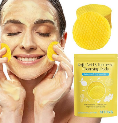 BEAUTYATH Premium Kojic Acid and Turmeric Cleansing Pads | Turmeric Kojic Acid Cleansing Pads for Face | Hydrating & Moisturizing Face Wash(60 g)
