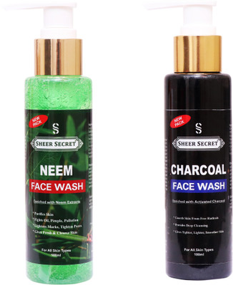Sheer Secret Neem  100gm and Charcoal  100gm Face Wash(200 g)