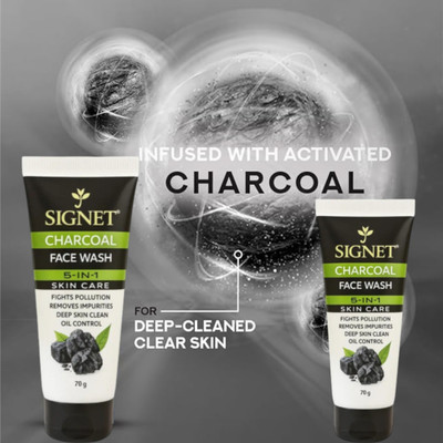 Signet ALL IN ONE 5 IN 1 CHARCOAL FACEWASH FOR MEN & WOMEN ALL SKIN PACK OF 2 Face Wash(140 g)